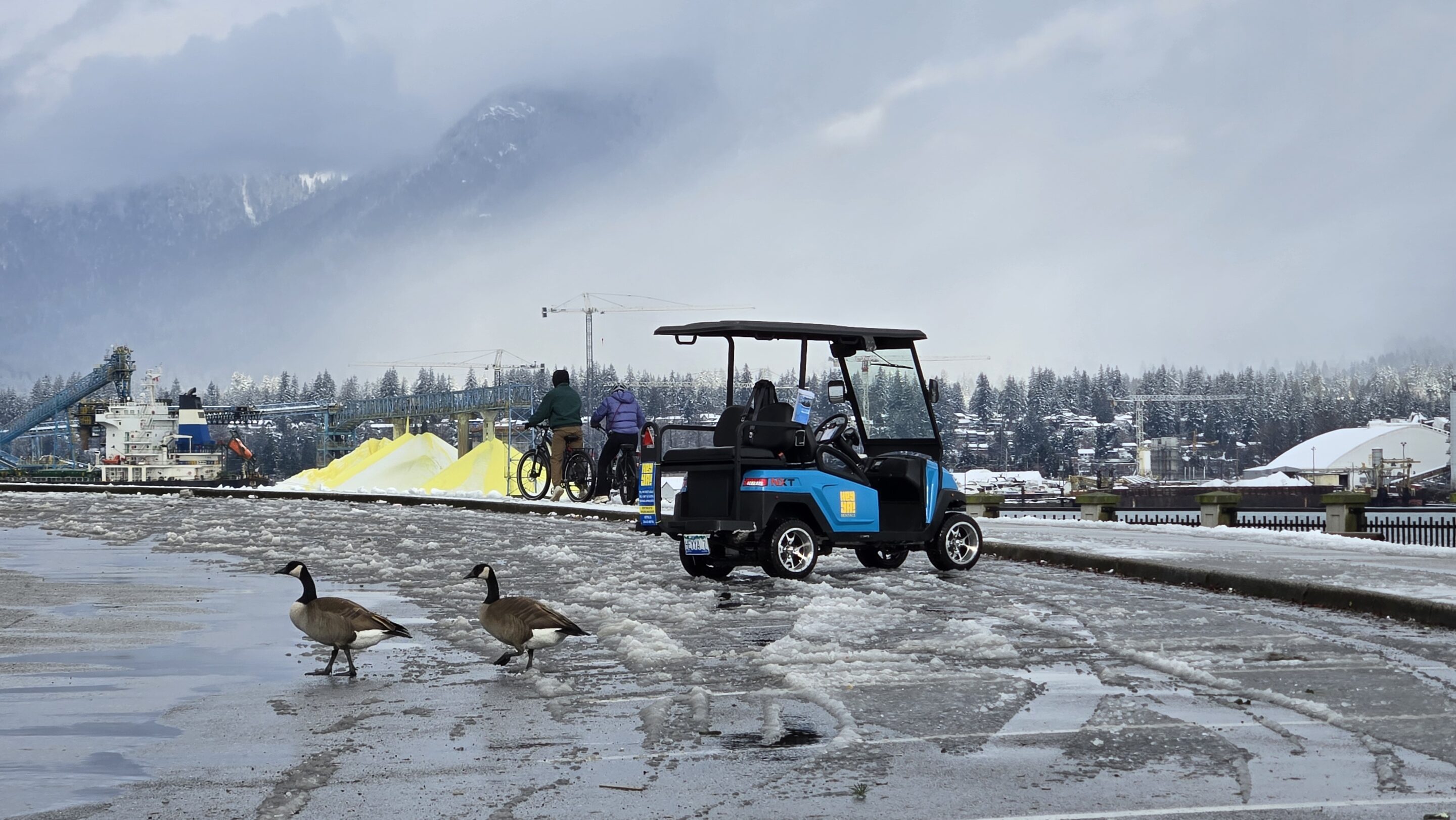 HeyYa Cart with roof and windshield ready for changing Vancouver weather